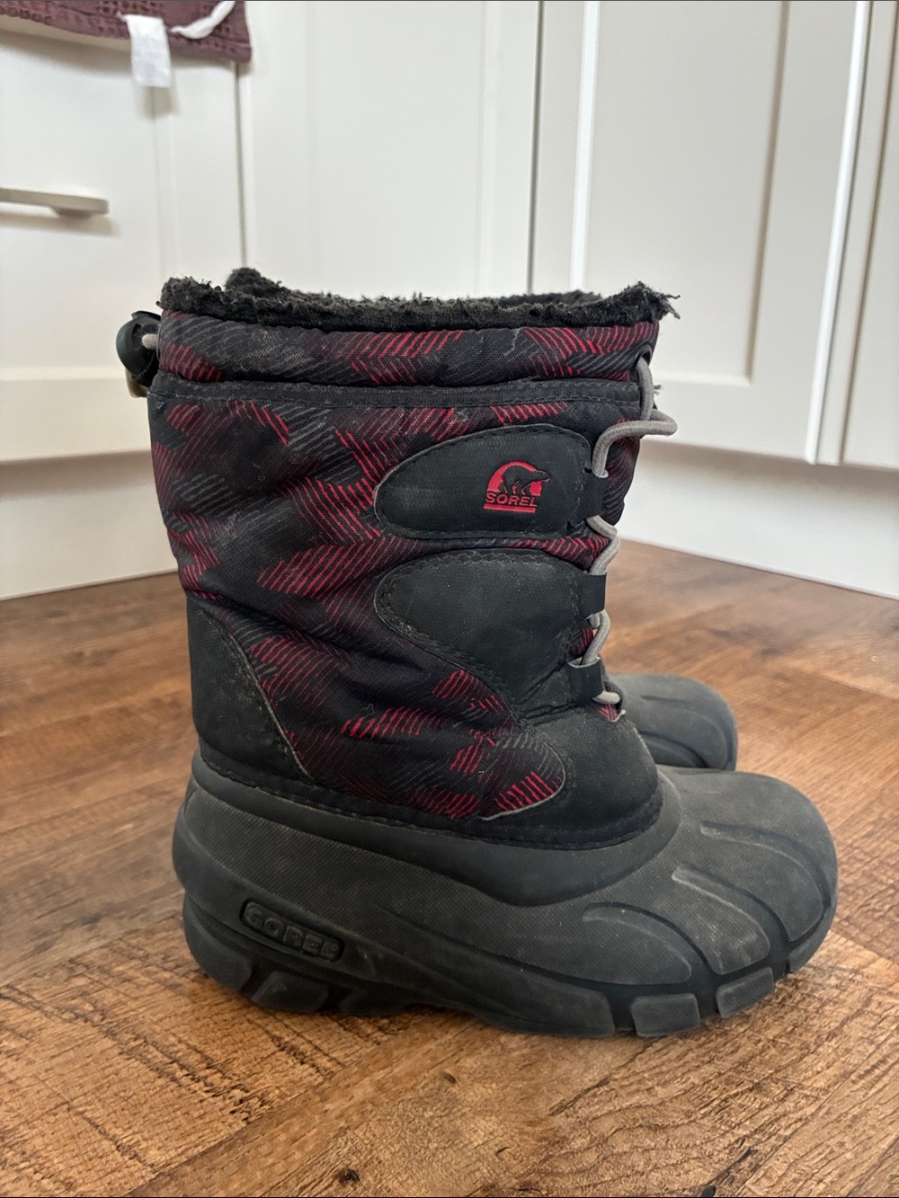 Sorel Kids Black and Red Winter Boots